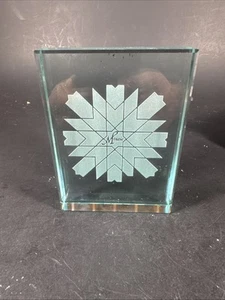 Saks Fifth Avenue Etched Glass Mosaic Tile Paperweight In Box. Rare With Box - Picture 1 of 14