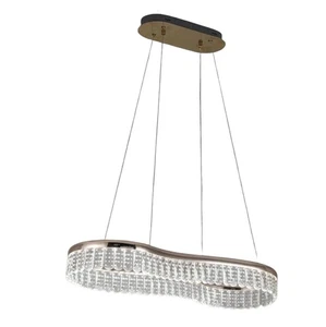 Lámpara de araña colgante de cristal dorado con luz LED ovalada K9 isla de cocina de lujo CCT - Imagen 1 de 10