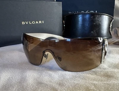 Gafas de sol BVLGARI AUTÉNTICAS 8026b beige plata cristal escudo máscara limitada Foto 1 de 4