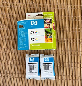 New Genuine HP 57 Twin Pack Tri-Color Ink Cartridge - Picture 1 of 4