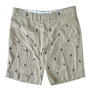 Polo Ralph Lauren Pony Logo All Over Shorts Herren Gr. 36 Khaki Navy Blau Pony - Bild 1 von 10
