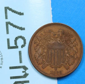 1868 2C TWO 2 CENT PEICE COPPER EARLY US TYPE COIN RW-577 - Picture 1 of 2