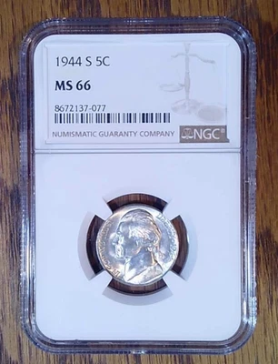 1944-S Jefferson Silver War Nickel NGC MS66 (077) - Image 1 of 2