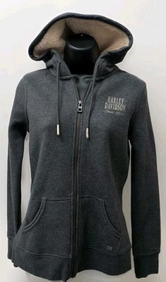 Sudadera con capucha forrada de lana gris Harley-Davidson Sherpa para mujer talla XS 96041-18VW NUEVA CON ETIQUETAS Foto 1 de 4
