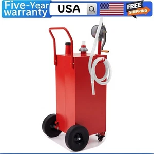 40 Gallon Gas Caddy with Pump Gasoline Tank Fuel Storage Tank 2 Wheels for Boat - Picture 1 of 8