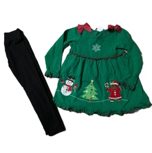 Girls Sophia Rose Christmas Top : ( 6 ) Blk Leggings : ( 5/6) - Picture 1 of 5
