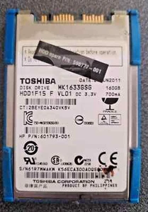 Toshiba 1.8" 160GB MK1633GSG mSATA HDD 5400 rpm 8MB Laptop Micro SATA - Picture 1 of 3