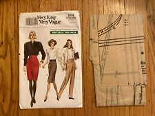 Vogue 7074 high-waisted pants, 2 lengths slim skirt, 12-14-16 UNCUT VTG 80s