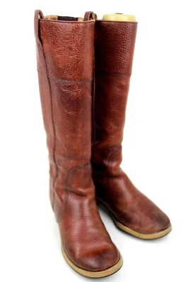 LUCKY BRAND BROWN GENUINE LEATHER LOW HEEL PULL ON ROUND TOE EQUESTRIAN BOOTS 7 - Image 1 of 4