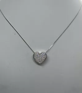 COLLANA CUORE PAVE' ZIRCONI BIANCHI CIONDOLO ARGENTO MM14x14 SWEET HEART EXPLOIT - Foto 1 di 5