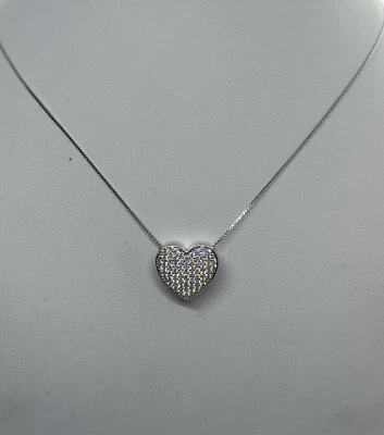 COLLANA CUORE PAVE' ZIRCONI BIANCHI CIONDOLO ARGENTO MM14x14 SWEET HEART EXPLOIT - Immagine 1 di 4