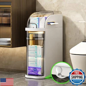 2-Tier Slim Narrow Bathroom Storage Cabinet, Waterproof Skinny Bathroom Stora - Picture 1 of 5