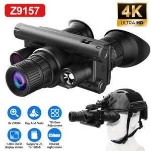 4K IR Night Vision Goggles Binocular 8x Digital Zoom Mounted for Tactical Helmet - Picture 1 of 20