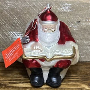 Dept 56 Mercury Glass Ornament Sitting Santa Naughty Nice Handblown 7" VTG NWT - Picture 1 of 9