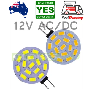 2x 12VAC G4 LED COOL WARM WHITE DISC LIGHT GLOBES AC/DC 15 SMD 5730 Rangehood - Imagen 1 de 5