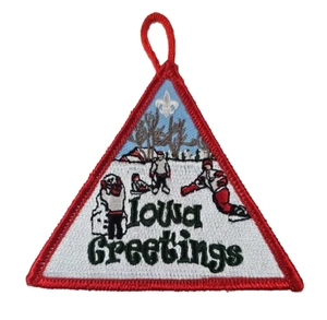 BSA BOY SCOUTS IOWA GREETINGS PATCH SNOWMAN SKIING WINTER FUN - Picture 1 of 6