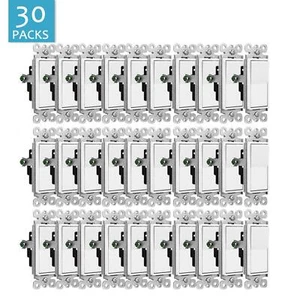 30 PK Electrical Wall Paddle Rocker Switch Single Pole ON/OFF Light Switch White - Picture 1 of 12