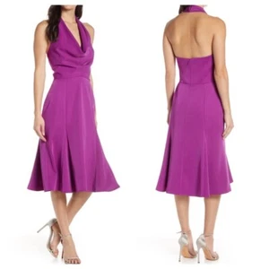 Vestido para mujer Anthropologie Harlyn calce halter y acampanado orquídea/púrpura talla grande - Imagen 1 de 12