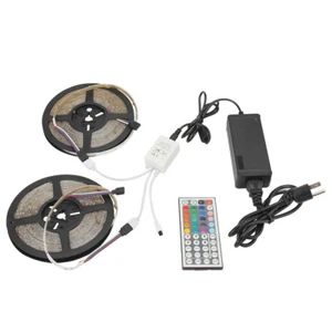2PCS 5M RGB 3528/5050 300 LED Strip Light+12V Power Supply+ Remote Controller - Picture 1 of 14