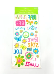 NEW Hallmark Fun Girl Teens BFF Friends Flowers Peace Temporary Tattoos 2 Sheet - Picture 1 of 4