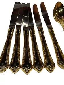 Vintage Olde Chelsea Silversmiths Korea Gold Flatware OLC7 Pattern 30pcs - Picture 1 of 10