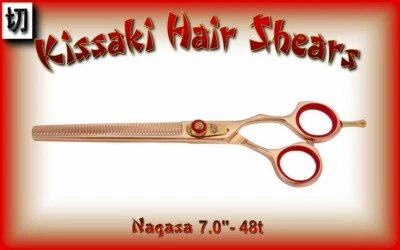 Tesoura de desbaste Kissaki Rose Gold R Nagasa 7" 48 dentes para animais de estimação tesoura para higiene de cães - Imagem 1 de 3