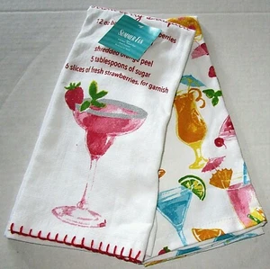 TROPICAL KITCHEN TOWEL SET 16" x 26"  Set of 2 Towels  TROPICAL DRINKS 2 Designs - Picture 1 of 1