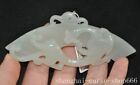 4"China Ancient Natural Hetian Jade Carve Dragon Loong Pixiu Beast Yubi Jade Bi