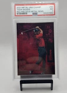 2021 SKYBOX METAL UNIVERSE CHAMPIONS #50 TIGER WOODS 123/150 PSA 7 RED PMG SP - Picture 1 of 2