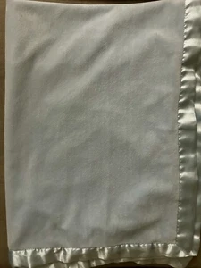 Bright Future Blue velvet soft velour satin back & trim baby blanket 30x40 EUC - Picture 1 of 6