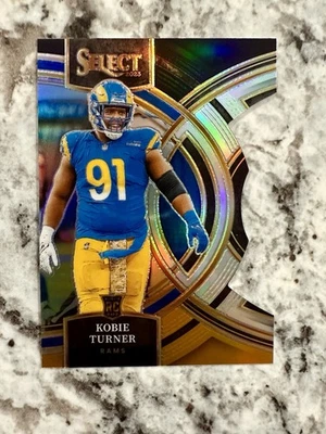 Kobie Turner 2023 Select #131 ROOKIE PREMIER PRIZM Black & Gold Die-Cut SP Rams  - Image 1 of 4