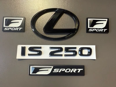 Gloss Black Trunk Emblem Badge Logo Rear F Sport Fits 2014 2015 Lexus IS250 - Image 1 of 4
