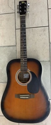 Rogue Dreadnought Acoustic Guitar Sunburst Missing Strings 9544 - Image 1 of 4