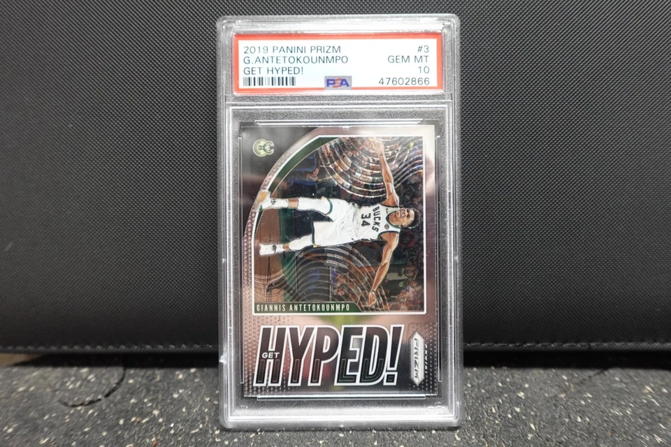 Giannis Antetokounmpo 2019 Panini Prizm ¡Ponte exagerado! Milwaukee Bucks Inserto PSA 10 Foto 1 de 3