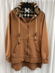 Burberry Melodie Camel Cotton Check-Hood Oversized Woman’s Hoodie Size S /US 4 - Picture 1 of 18