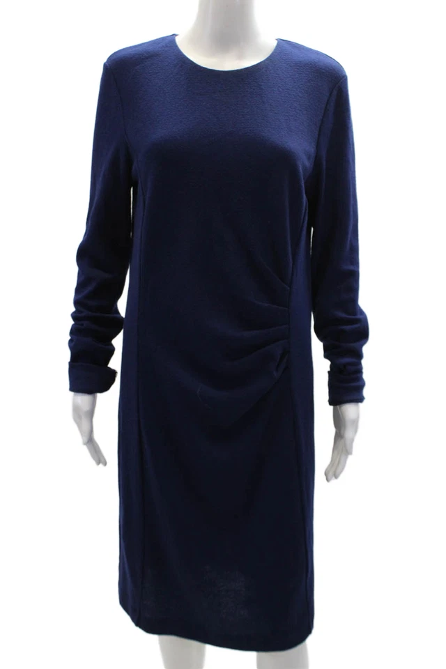 Vestido Max Mara para mujer cuello redondo mangas largas ceñido midi ropa de trabajo azul talla M Foto 1 de 4