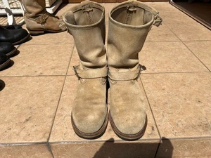 Red Wing Men's US9 D Engineer Biker Boots 8268 Beige Suede Rough-out PT99 - Picture 1 of 7