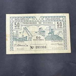 1943 NEW CALEDONIA 50 CENTIMES BANKNOTE - Picture 1 of 6
