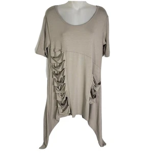 Top de mujer Valeria Fratta 40-42 beige medio Lagenlook Sharkbite manga corta - Imagen 1 de 8