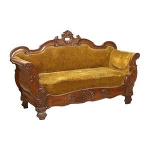 Antique Sofa Louis Philippe Walnut Carving Italy XIX Century Original - Picture 1 of 9