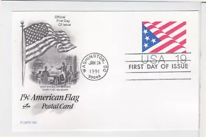 TurtlesTradingPost- American Flag- Postal Card 1991 #UX153 FDC Artcraft Cachet - Picture 1 of 1