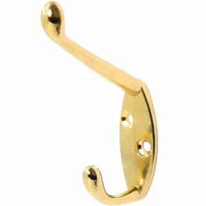 TRADITIONAL BRASS COAT HOOK Victorian Double Rack Hat Cloakroom Twin Cloakroom - Picture 1 of 1