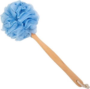 Loofah Back Scrubber for Shower, Wooden Long Handle Bath Sponge Lufa Shower Brus - Picture 1 of 7