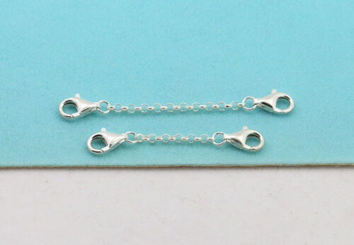 925 Sterling Silver Extension Safety O Chain Extender Necklace Two Lobster clasp