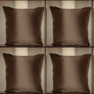 Pack of 4 Cushion Covers Chocolate Brown - Blackout Plain Durable Fabric 18X18" - Picture 1 of 10