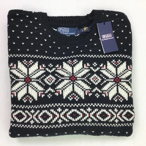 Polo Ralph Lauren Hombre Algodón Cachemira Isla Feria Copo de Nieve Negro 2XL XXL - Imagen 1 de 9