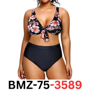 Yonique Women Plus Size Two Piece High Waisted Bikini Set Tie Knot Swimsuit, 16 - Picture 1 of 7
