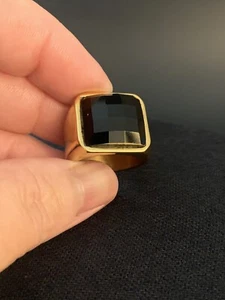 Chunky Square Black Cubic Zirconia Cocktail Statement Signet Ring Band for Men - Picture 1 of 5