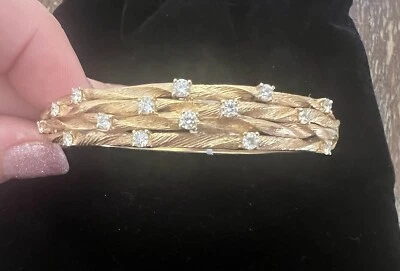 Brazalete Brazalete Effy Oro Amarillo 14kt 1 Ct Diamante Texturizado Nuevo con Etiquetas Diseñador Pesado Foto 1 de 4