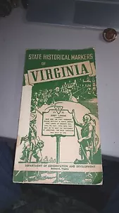 VIRGINIA STATE HISTORICAL MARKERS BOOK 1948 - Imagen 1 de 3
